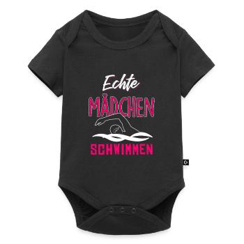 Echte Mädchen schwimmen - Baby Premium Kurzarmbody - Schwarz - Vorne