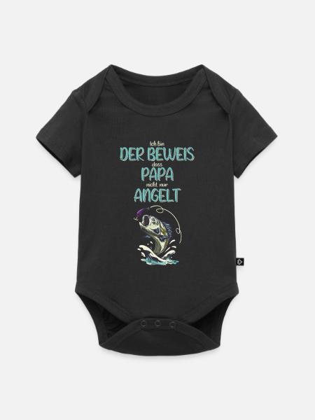 Ich bin der Beweis dass Papa nicht nur angelt - Baby Premium Kurzarmbody - Schwarz