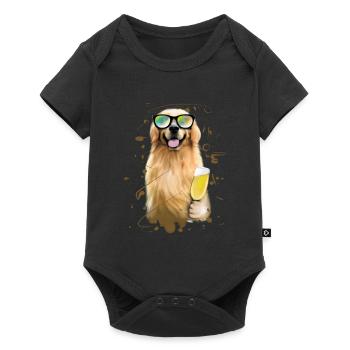 Cheers - Golden Retriever Hund Geschenke - Baby Premium Kurzarmbody - Schwarz - Vorne