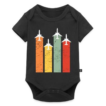 Pilot Aviation Airplane Aviator Gift Retro - Baby Premium short-sleeve bodysuit - black - Front
