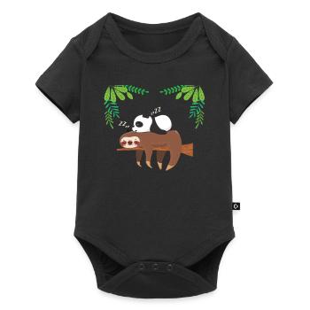 Sloth panda late riser - Baby Premium short-sleeve bodysuit - black - Front