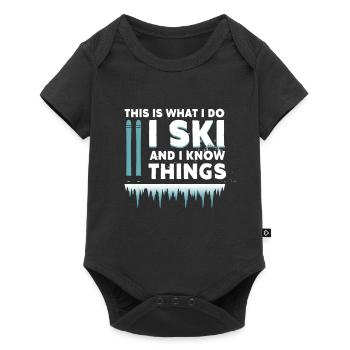 Faire du ski - Body à manches courtes Premium Bébé - noir - Devant