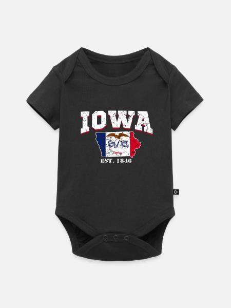 Iowa Flagge - Baby Premium Kurzarmbody - Schwarz