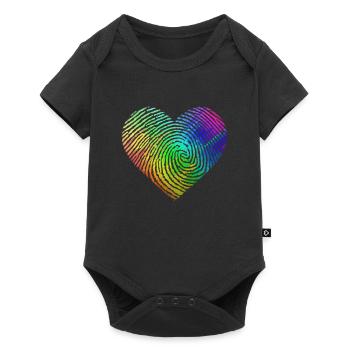 LGBT Gay Arc-en-ciel Coeur Amour - Body à manches courtes Premium Bébé - noir - Devant