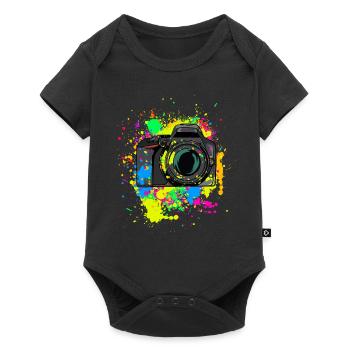 Colorful camera gift for photographers of paint blobs - Baby Premium short-sleeve bodysuit - black - Front