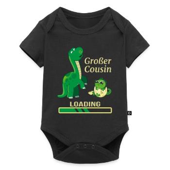 Kinder Süßes Großer Cousin Design Dinosaurier - Baby Premium Kurzarmbody - Schwarz - Vorne