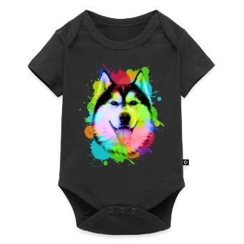 Husky World Farben - Baby Premium Kurzarmbody - Schwarz - Vorne