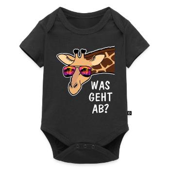 Coole Giraffe Lustiges Tier Geschenk Tierpfleger - Baby Premium Kurzarmbody - Schwarz - Vorne