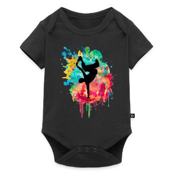 Breakdance Bboy Bgirl HipHop - Baby Premium Kurzarmbody - Schwarz - Vorne