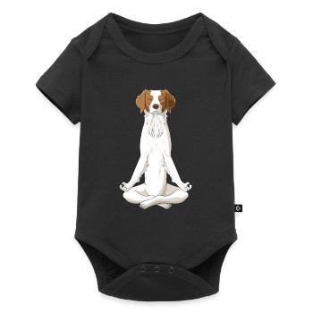 Chien d’Epagneul Breton Méditant - Body à manches courtes Premium Bébé - noir - Devant