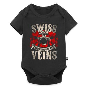Swiss blood flows through my veins - Baby Premium short-sleeve bodysuit - black - Front