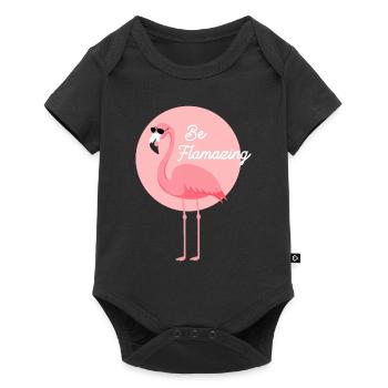 Sardinien-Flamingobild, Wandern & Camping - Baby Premium Kurzarmbody - Schwarz - Vorne