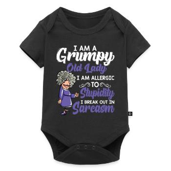 Grumpy Old I Am Allergic To Stupidity T Shirt - Baby Premium Kurzarmbody - Schwarz - Vorne