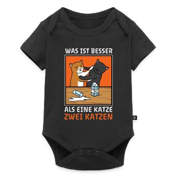 Was ist besser als eine Katze zwei Katzen Spruch - Baby Premium Kurzarmbody - Schwarz - Vorne