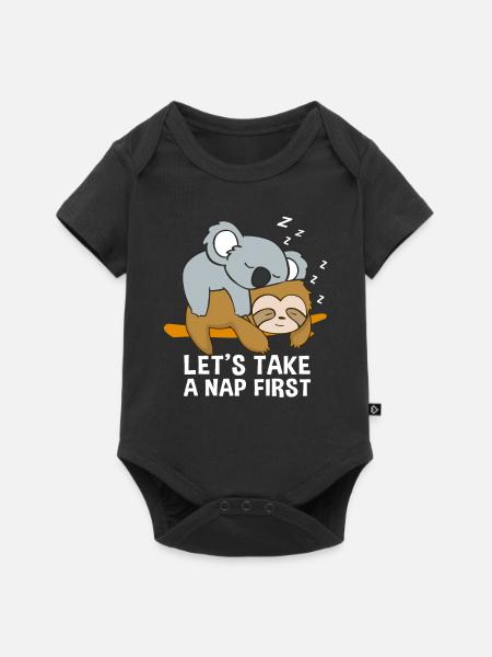 Faultier Koala Schlafen Langschläfer Süß Faulenzer - Baby Premium Kurzarmbody - Schwarz