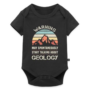 Avertissement Peut parler de cadeau de géologie - Body à manches courtes Premium Bébé - noir - Devant