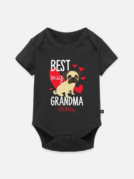 Mops Oma Geschenk - Baby Premium Kurzarmbody - Schwarz