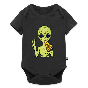 Alien mange de la pizza pour les amoureux des extraterrestres - Body à manches courtes Premium Bébé - noir - Devant