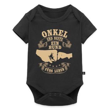 Onkel und Neffe Bund fürs Leben Onkel Geschenk - Baby Premium Kurzarmbody - Schwarz - Vorne