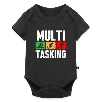 Vélo de natation multitâche triathlète en cours d'exécution - Body à manches courtes Premium Bébé - noir - Devant