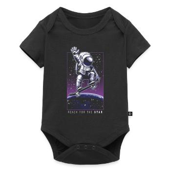 Cadeau de l'espace Skateboard Skater astronaute - Body à manches courtes Premium Bébé - noir - Devant