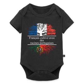 Français cultivé avec des racines portugaises - Body à manches courtes Premium Bébé - noir - Devant