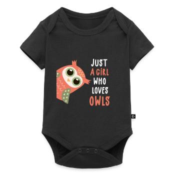 Just A Girl Who Loves Owls - girl owl saying - Baby Premium short-sleeve bodysuit - black - Front
