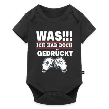 Gamer Zocker Gaming Spruch Ich hab doch gedrückt - Baby Premium Kurzarmbody - Schwarz - Vorne