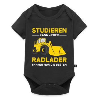 Radlader Baustelle lustiger Spruch Vatertag - Baby Premium Kurzarmbody - Schwarz - Vorne