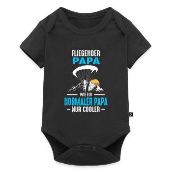 Paragliding Papa Fallschirmspringer Vater Gleitfli - Baby Premium Kurzarmbody - Schwarz - Vorne