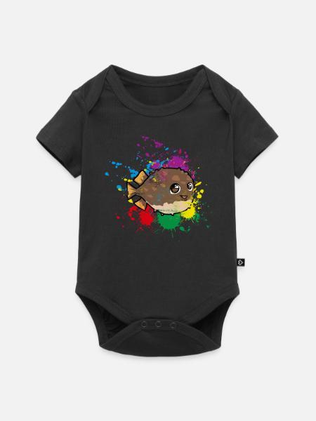 Farbiger Kugelfisch - Baby Premium Kurzarmbody - Schwarz
