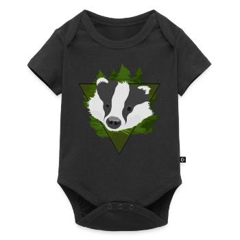 Blaireau dans la forêt - Idée de bande dessinée insolente style cadeau - Body à manches courtes Premium Bébé - noir - Devant