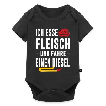 Fleisch essen Diesel fahren lustiges Geschenk - Baby Premium Kurzarmbody - Schwarz - Vorne