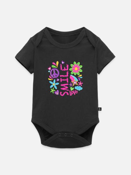 Cooles Friedenszeichen Design - Baby Premium Kurzarmbody - Schwarz