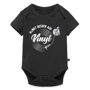 Klingt Besser auf Vinyl Audiophil DJ Geschenk - Baby Premium Kurzarmbody - Schwarz - Vorne