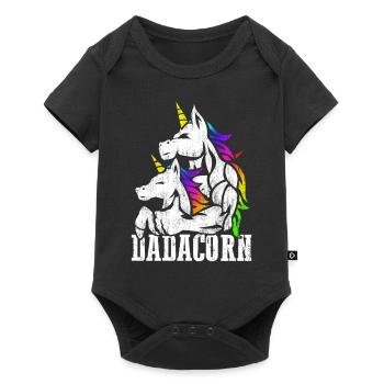 Muscle Unicorn Dad and Baby Girl Christmas Papa - Baby Premium short-sleeve bodysuit - black - Front