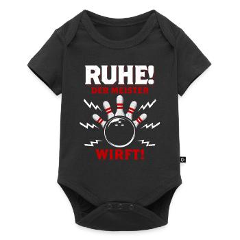 Bowling Kegeln Geschenk für Bowler Bowlingkugel - Baby Premium Kurzarmbody - Schwarz - Vorne