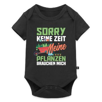 Gärtner Zeit Gärtnerei Flora - Baby Premium Kurzarmbody - Schwarz - Vorne
