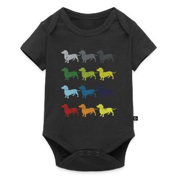 Néon pop art rétro chien de blaireau teckel chien cadeau - Body à manches courtes Premium Bébé - noir - Devant