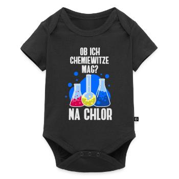 Ob ich Chemie-Witze mag? Na Chlor Wortwitz - Baby Premium Kurzarmbody - Schwarz - Vorne