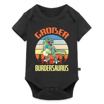 Großer Burdersaurus Dino Bruder Geschwister Spruch - Baby Premium Kurzarmbody - Schwarz - Vorne