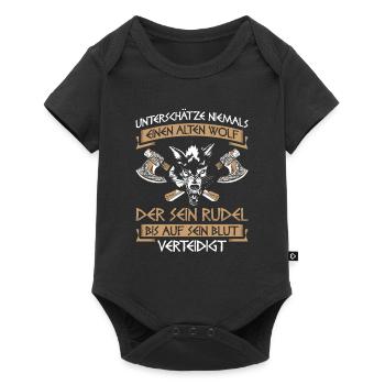 Unterschätze Niemals Einen Alten Wolf Wikinger - Baby Premium Kurzarmbody - Schwarz - Vorne