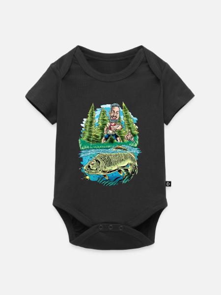 Angeln Karpfen Karpfenangeln Schuppenkarpfen - Baby Premium Kurzarmbody - Schwarz