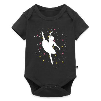 Ballerine danse cadeau avec étoiles - Body à manches courtes Premium Bébé - noir - Devant