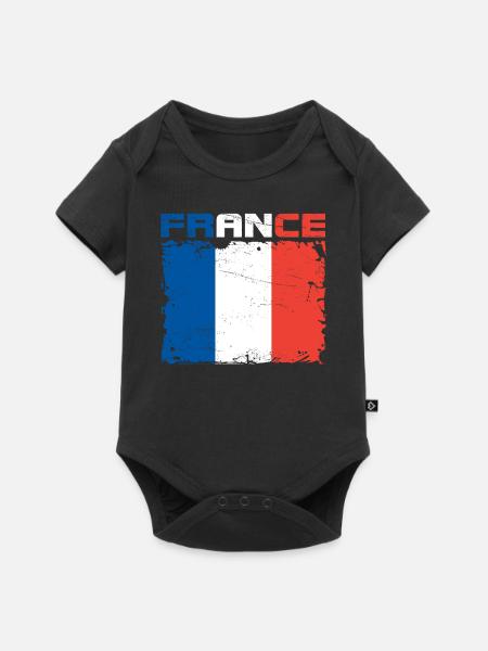 Frankreich Flagge - Baby Premium Kurzarmbody - Schwarz