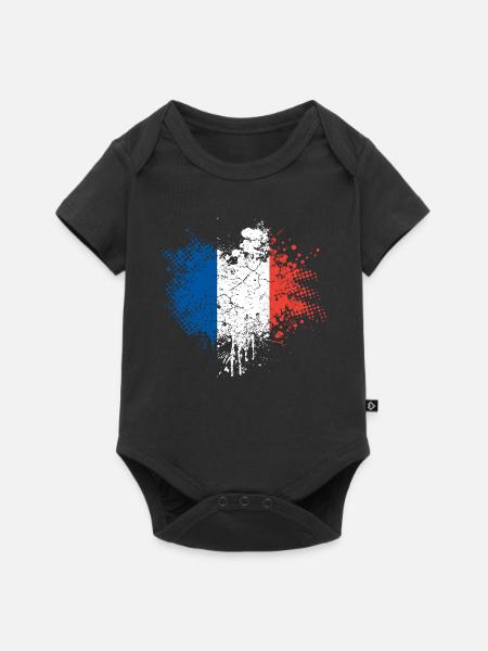 Frankreich Flagge - Baby Premium Kurzarmbody - Schwarz