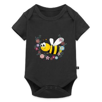 Abeille et fleurs - Body à manches courtes Premium Bébé - noir - Devant