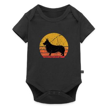 Rétro Soleil Corgi chien cadeau - Body à manches courtes Premium Bébé - noir - Devant