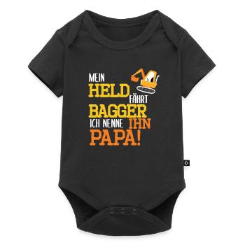 Bagger Held Papa Vater Geschenk zum Geburtstag - Baby Premium Kurzarmbody - Schwarz - Vorne