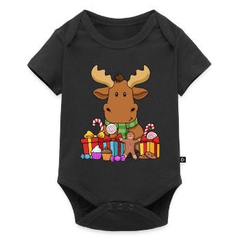 Cadeaux de Noël Elk Shirt Christmas Tree Elk - Body à manches courtes Premium Bébé - noir - Devant